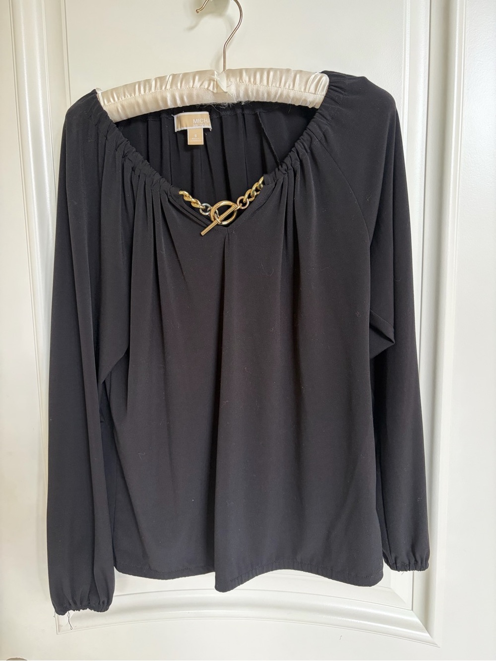 Michael Kors Black Chain Detail Blouse Size Small